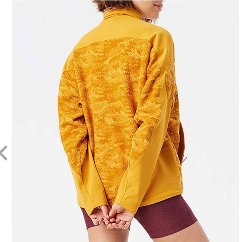 NEW Outdoor Voices Size L Mustard Yellow Fleece Full Zip Jacket in Cider Cloud - Picture 3 of 12